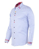 Blue Fashion Shirt with Colourful Collar Tip Design-Makrom