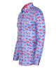 Blue Flamingo Print Men's Shirt with Matching Handkerchief-Makrom
