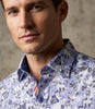 Blue Floral Paisley Print Shirt with Matching Handkerchief