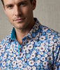 Blue Floral Print Shirt with Matching Handkerchief