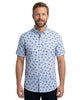Blue Floral Print Short Sleeve Shirt-Makrom