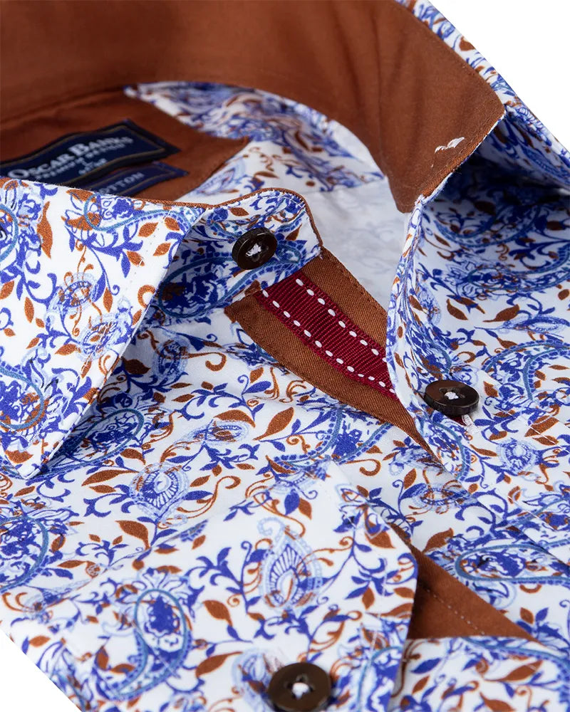 Blue Floral Print with Matching Handkerchief-Makrom