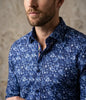 Blue Flower Print Shirt with Matching Handkerchief