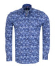 Blue Flower Print Shirt with Matching Handkerchief-Makrom