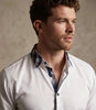 Blue Gingham Print Collar Men's Shirt