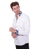 Blue Gingham Print Collar Men's Shirt-Makrom