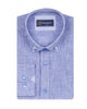 Blue Linen Long Sleeve Shirt with Matching Handkechief-Makrom