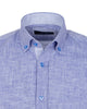 Blue Linen Long Sleeve Shirt with Matching Handkechief-Makrom