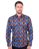 Blue Mammoth Print Shirt with Matching Handkerchief-Makrom