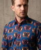 Blue Mammoth Print Shirt with Matching Handkerchief