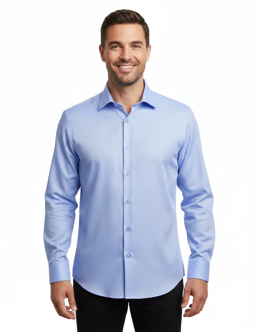 Blue Non Iron Plain Shirt-Makrom