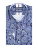 Blue Paisley Print Shirt with Matching Handkerchief-Makrom