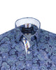 Blue Paisley Print Shirt with Matching Handkerchief-Makrom