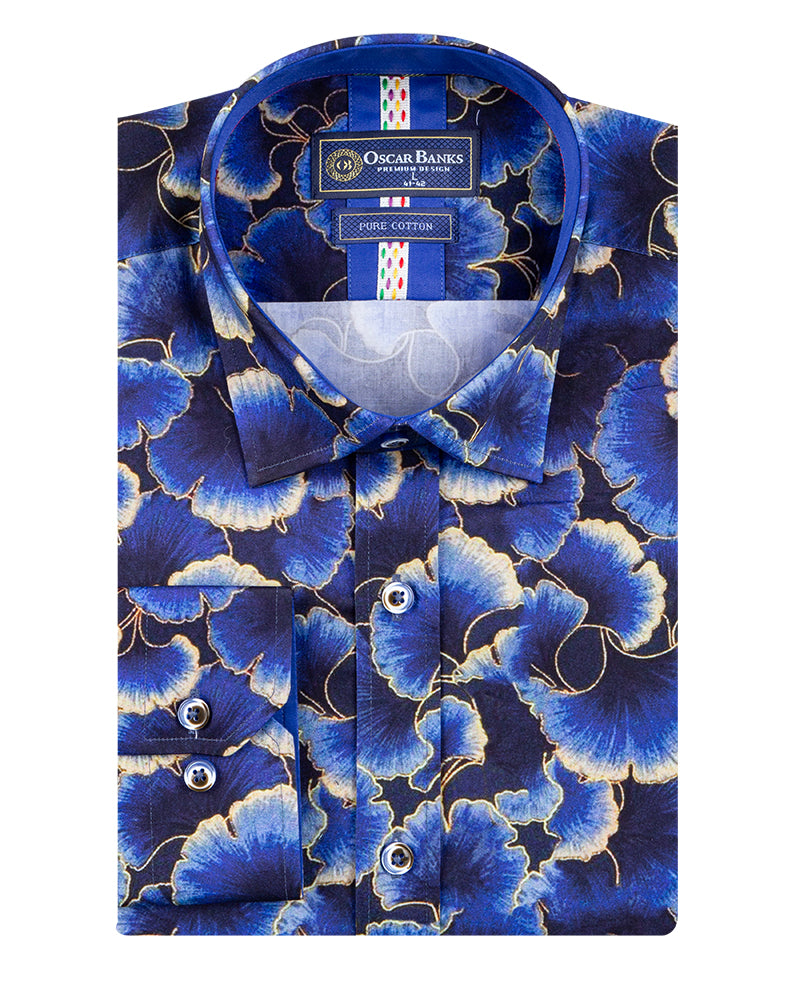 Blue Poppy Print with Matching Handkerchief-Makrom