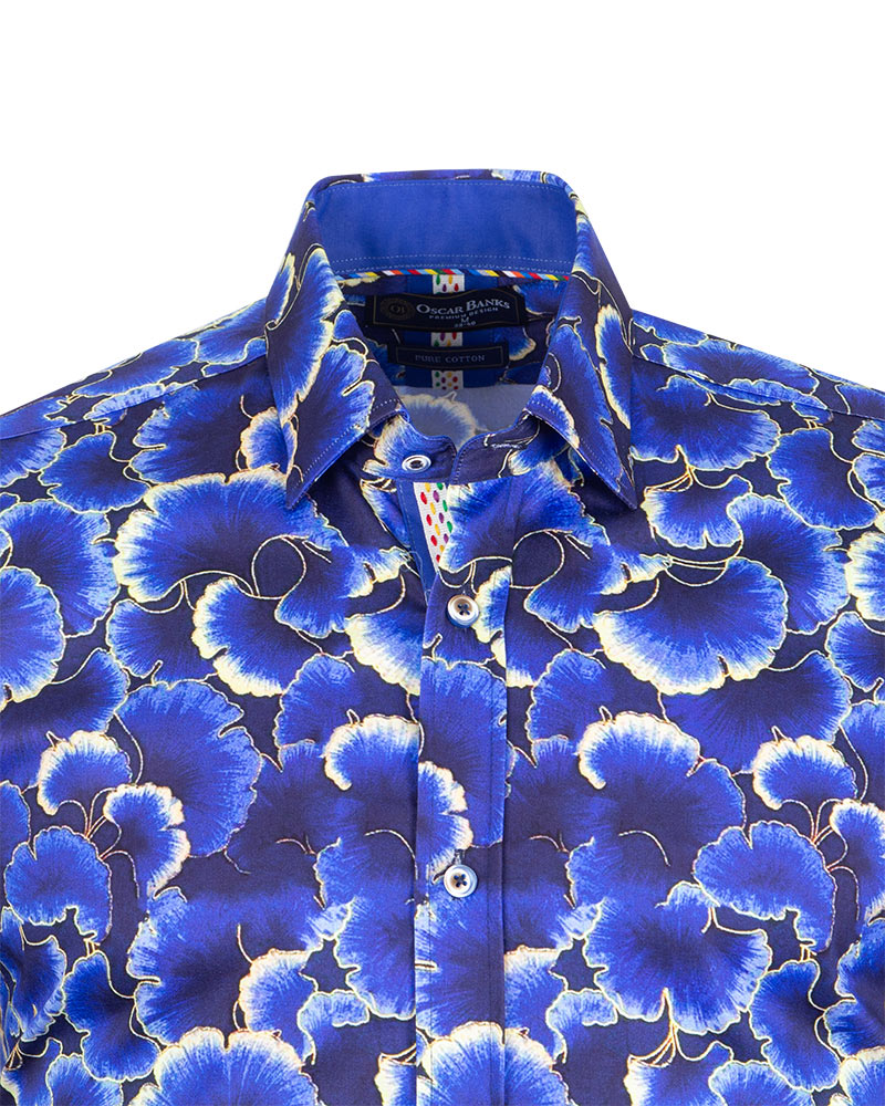Blue Poppy Print with Matching Handkerchief-Makrom