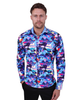 Blue Retro Geometric Triangle Print Shirt-Makrom