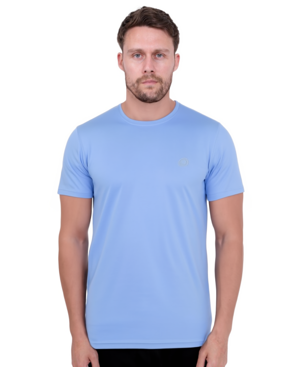 Blue Round Neck Plain T Shirt-Makrom