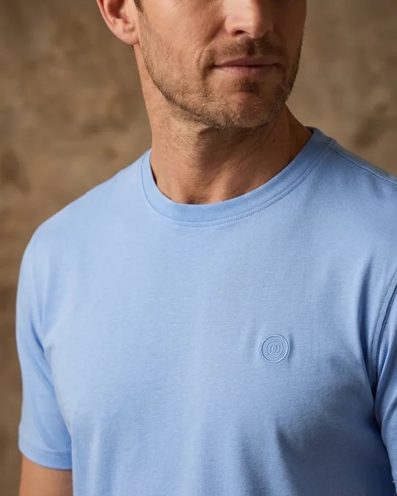 Blue Round Neck Plain T Shirt
