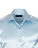 Blue Shiny Plain Satin Classic Men’s Shirt-Makrom