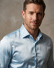 Blue Shiny Plain Satin Classic Men’s Shirt