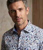 Blue Small Floral Print Shirt with Matching Handkerchief