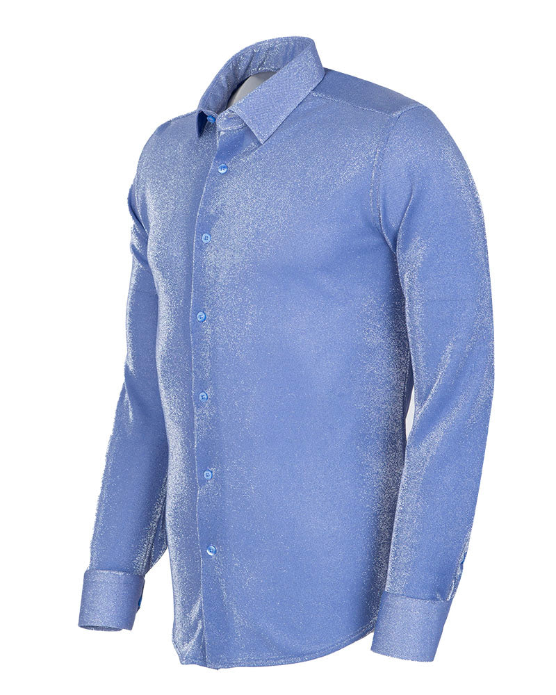 Blue Sparkle Studded Glitter Shirt-Makrom