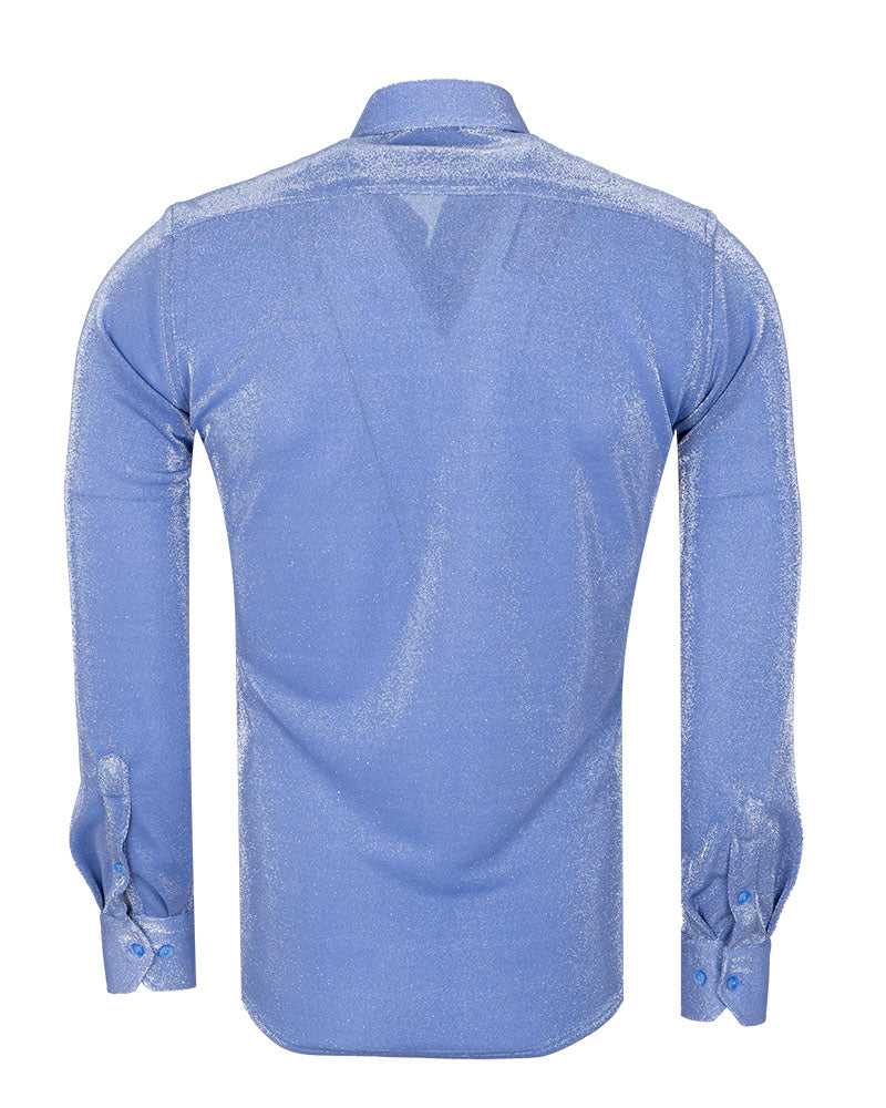 Blue Sparkle Studded Glitter Shirt-Makrom