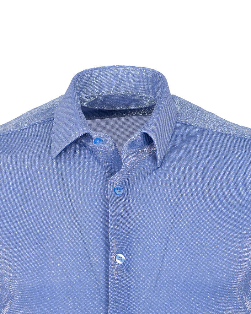 Blue Sparkle Studded Glitter Shirt-Makrom