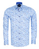 Blue Stork Print Shirt with Matching Handkerchief-Makrom