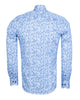 Blue Stork Print Shirt with Matching Handkerchief-Makrom