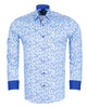 Blue Stork Print Shirt with Matching Handkerchief-Makrom