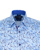 Blue Stork Print Shirt with Matching Handkerchief-Makrom