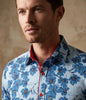 Blue Stripe Daisy Floral Print Shirt
