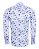 Blue Stripe Floral Print Men's Shirt with Matching Handkerchief-Makrom