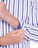 Blue Stripe Print Shirt with Matching Handkerchief-Makrom