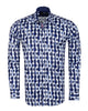 Blue Stylish Circle Print Shirt-Makrom
