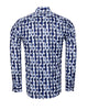 Blue Stylish Circle Print Shirt-Makrom