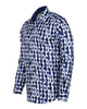 Blue Stylish Circle Print Shirt-Makrom