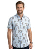 Blue Tropical Animals Print Short Sleeve Shirt-Makrom