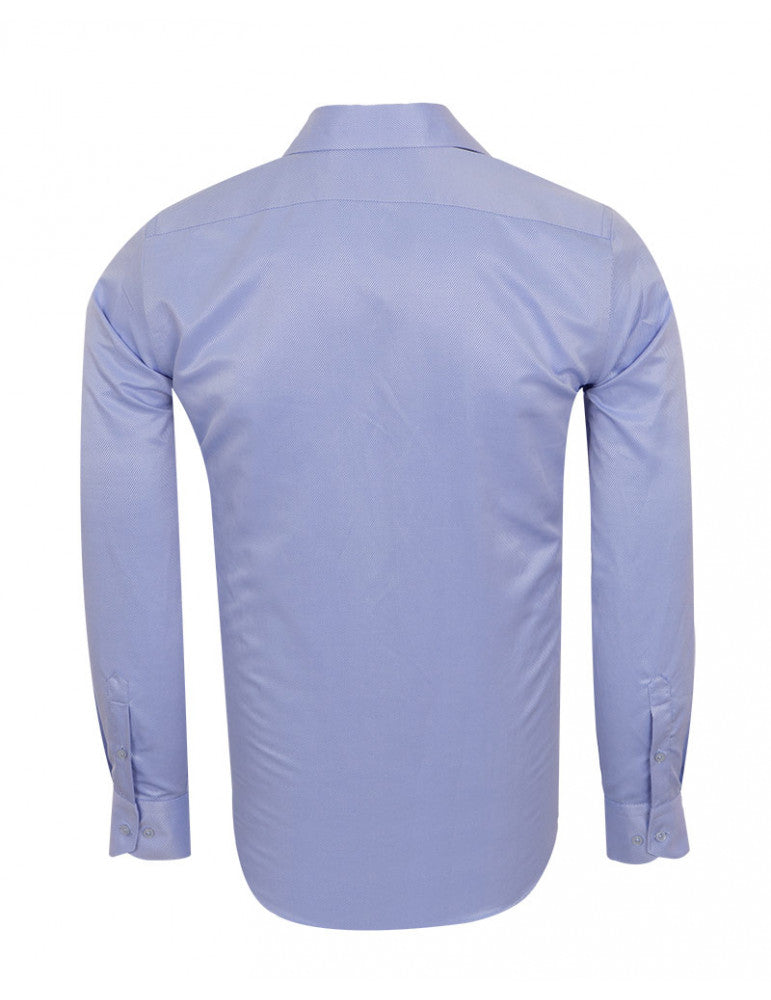 Blue Twill Classic Single Cuff Shirt-Makrom