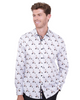 Blue Vespa Print Shirt with Matching Handkerchief-Makrom