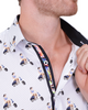 Blue Vespa Print Shirt with Matching Handkerchief-Makrom