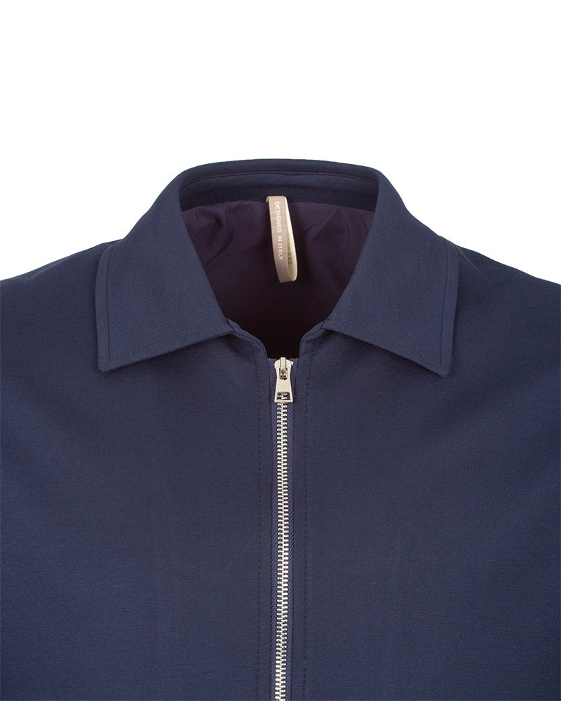 Blue Zip-Up Jacket with Classic Collar-Makrom