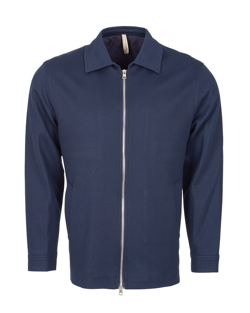 Blue Zip-Up Jacket with Classic Collar-Makrom