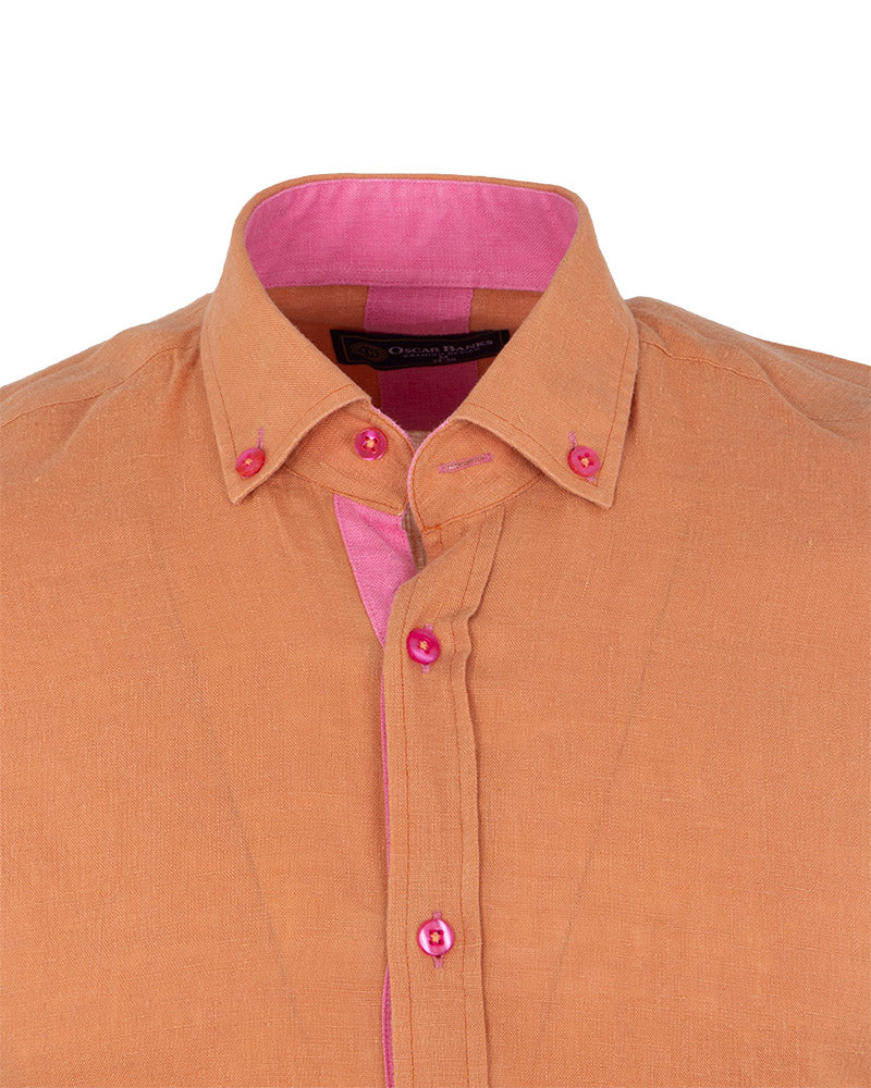 Brown Linen Long Sleeve Shirt-Makrom
