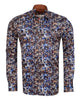 Brown Paisley Print Long Sleeve Men`s Shirt-Makrom