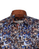 Brown Paisley Print Long Sleeve Men`s Shirt-Makrom