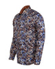 Brown Paisley Print Long Sleeve Men`s Shirt-Makrom