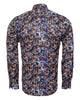 Brown Paisley Print Long Sleeve Men`s Shirt-Makrom