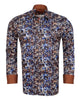 Brown Paisley Print Long Sleeve Men`s Shirt-Makrom